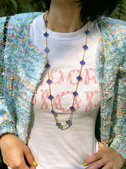 18Kヴィンテージアルハンブラ20モチーフネックレス ブルー/ゴールド