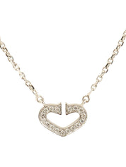 18K Diamond C Heart Necklace in Silver