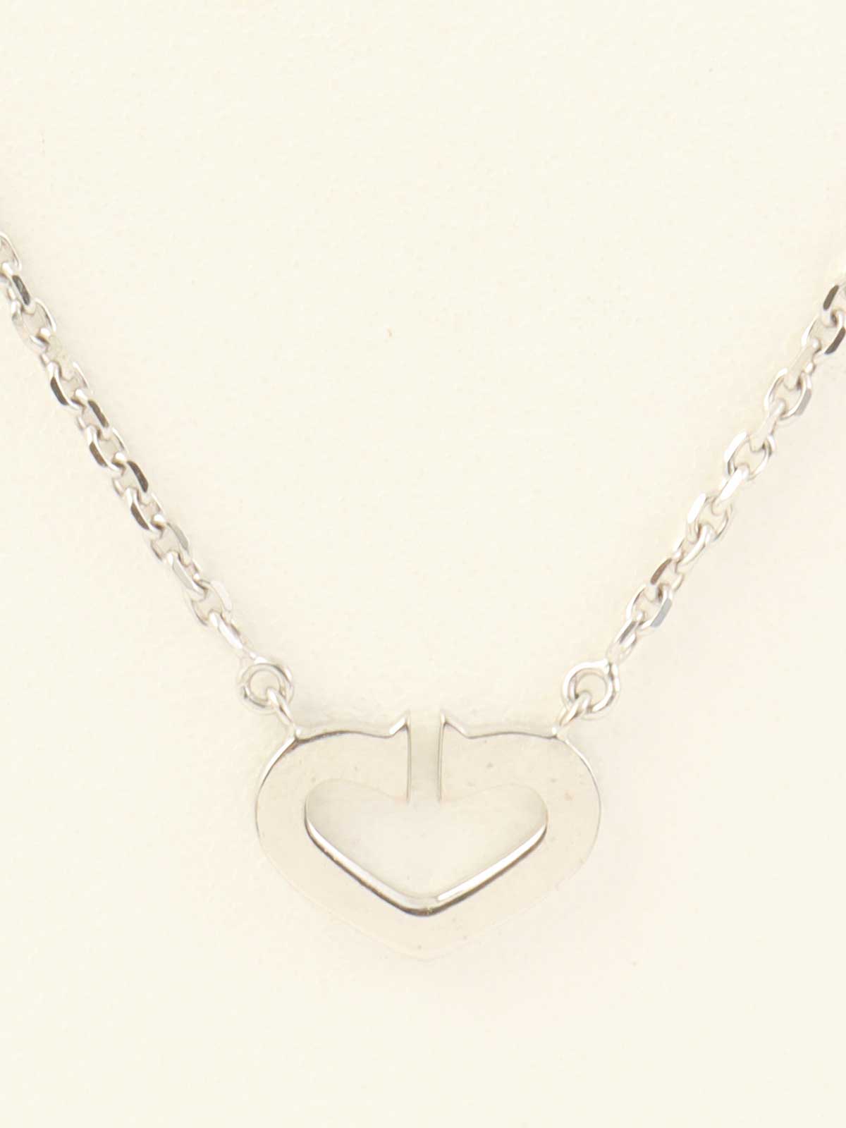 18K Diamond C Heart Necklace in Silver