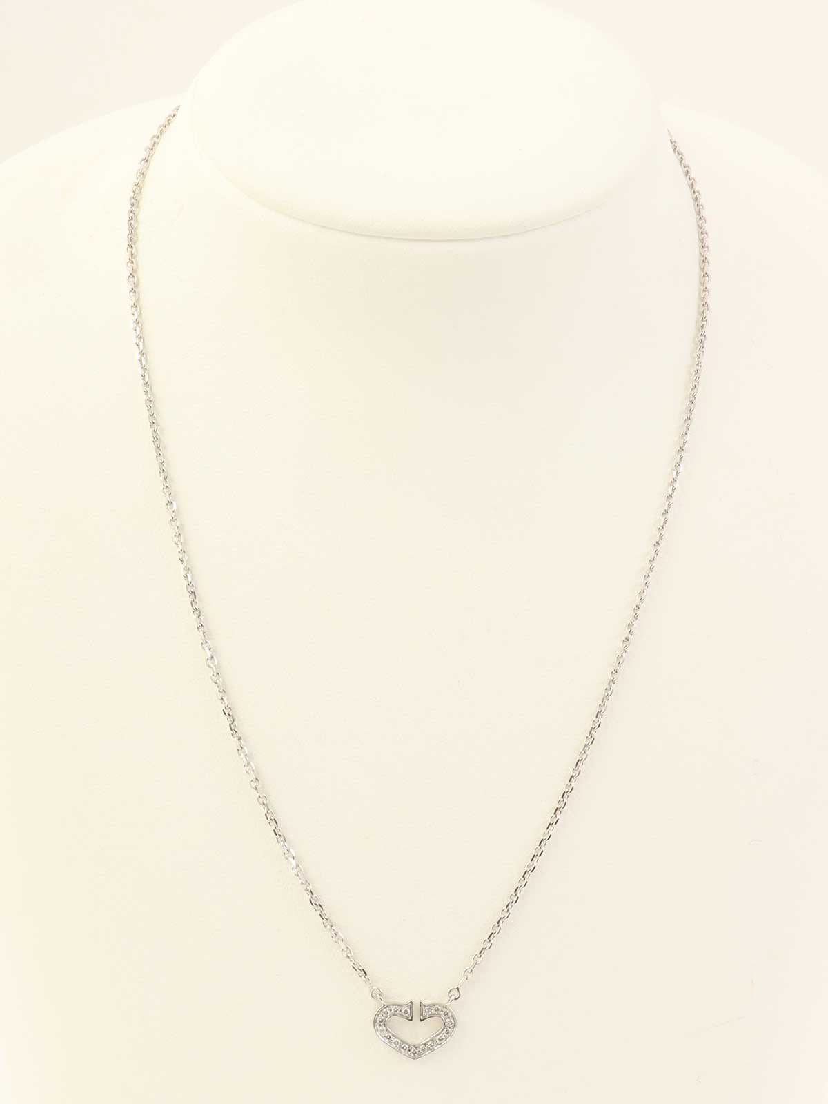 18K Diamond C Heart Necklace in Silver