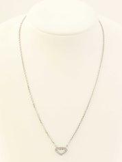 18K Diamond C Heart Necklace in Silver