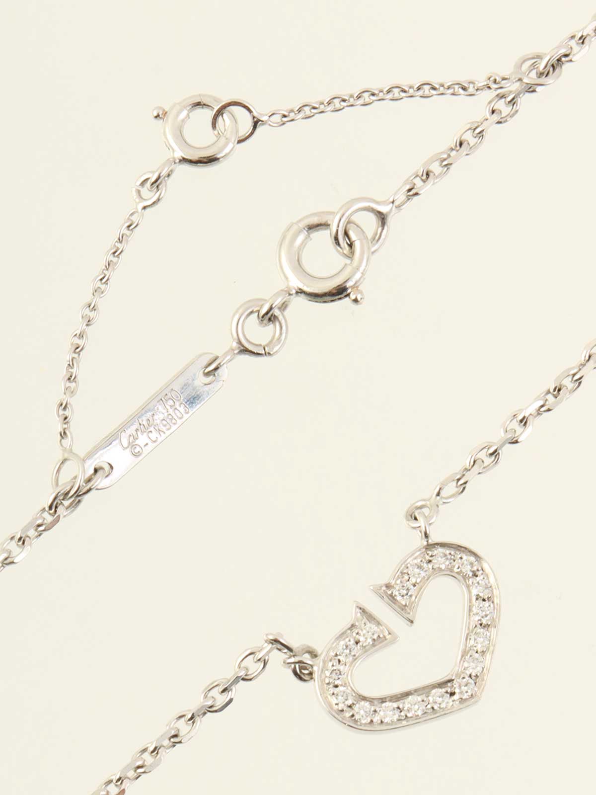 18K Diamond C Heart Necklace in Silver