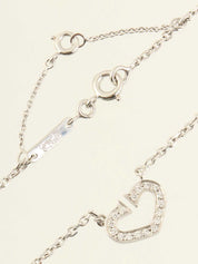 18K Diamond C Heart Necklace in Silver
