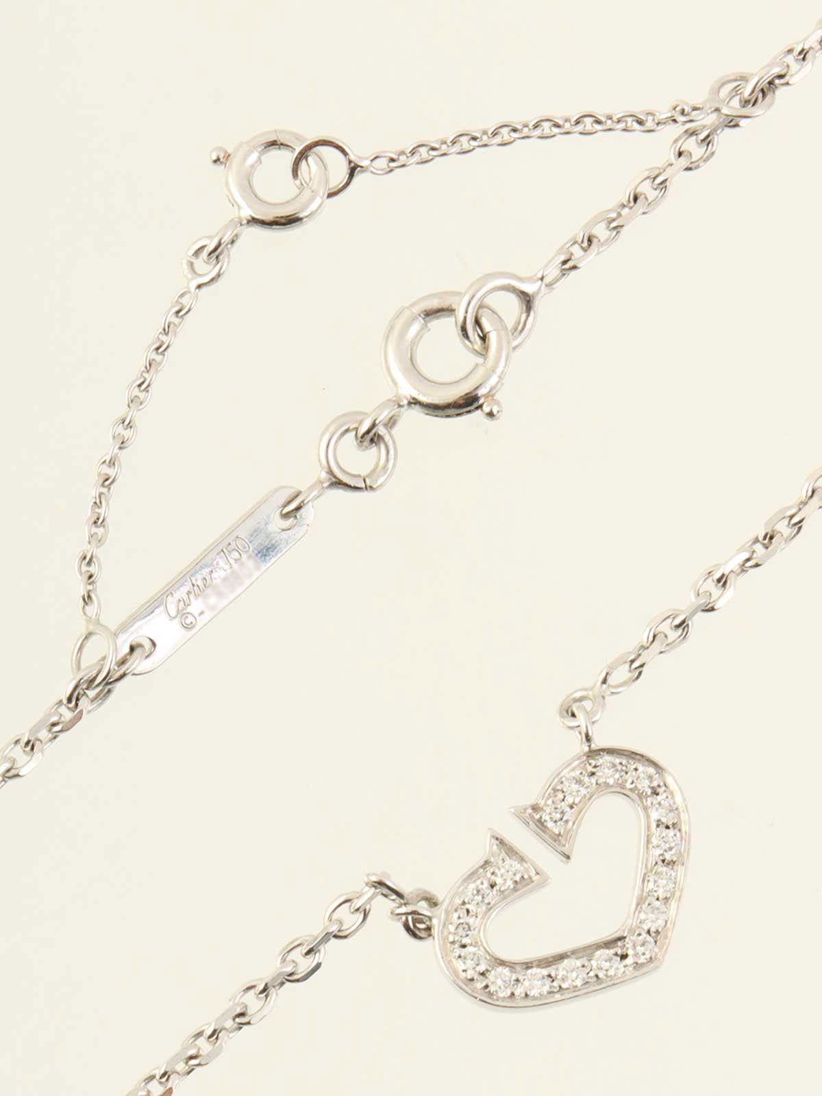 18K钻石C心形项链 银色