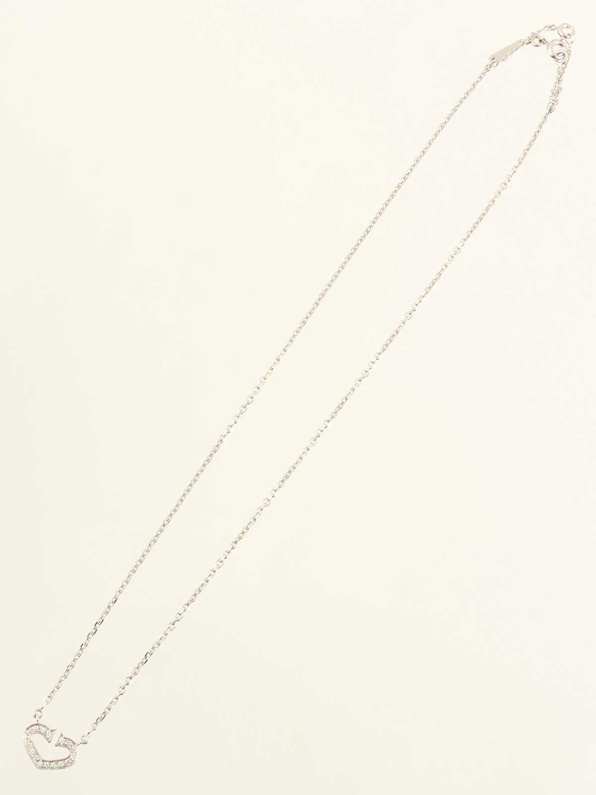 18K Diamond C Heart Necklace in Silver