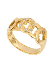 18K Gold Diamond C Logo Ring