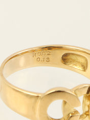 18K Gold Diamond C Logo Ring