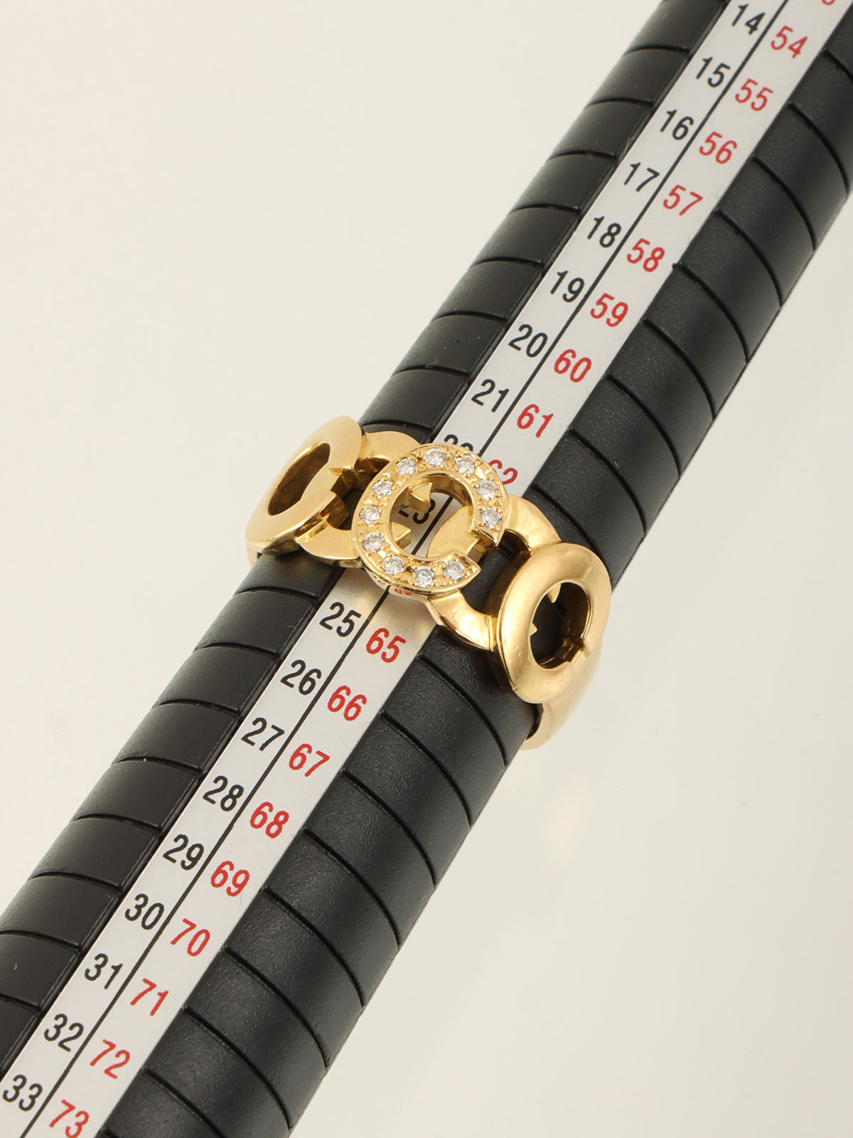 18K Gold Diamond C Logo Ring