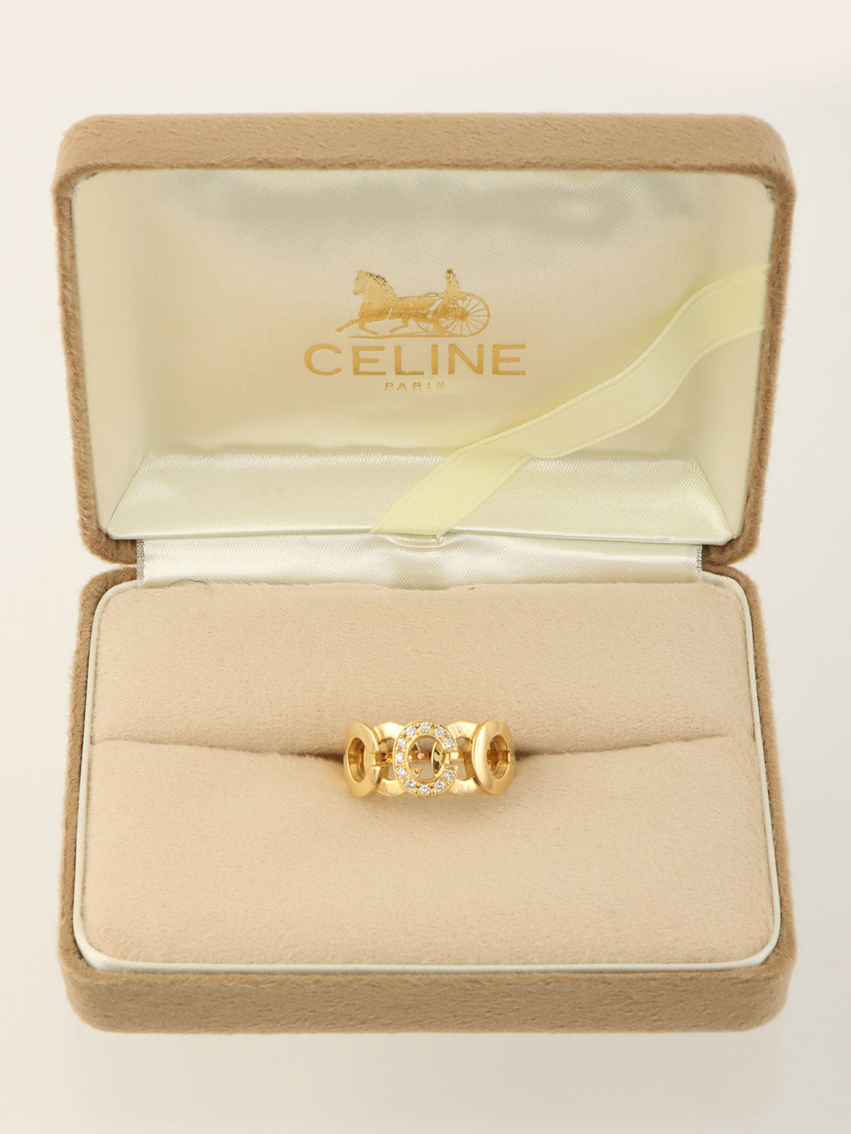 18K Gold Diamond C Logo Ring