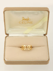 18K Gold Diamond C Logo Ring