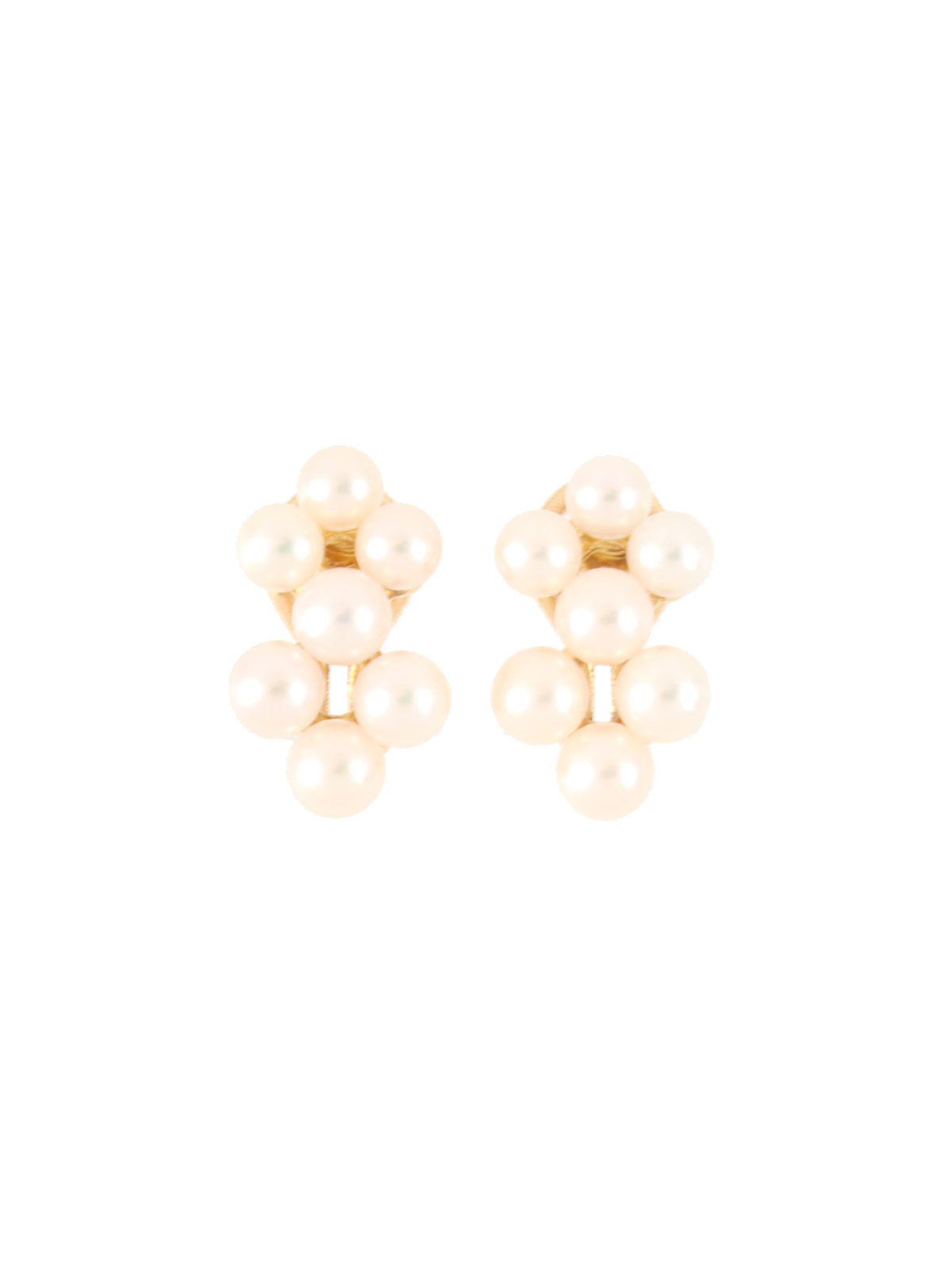 18K Gold/White Pearl Design Earrings