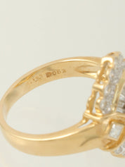 18Kエメラルドダイヤモンドデザインリング ゴールド/グリーン