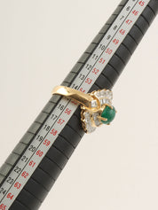 18Kエメラルドダイヤモンドデザインリング ゴールド/グリーン