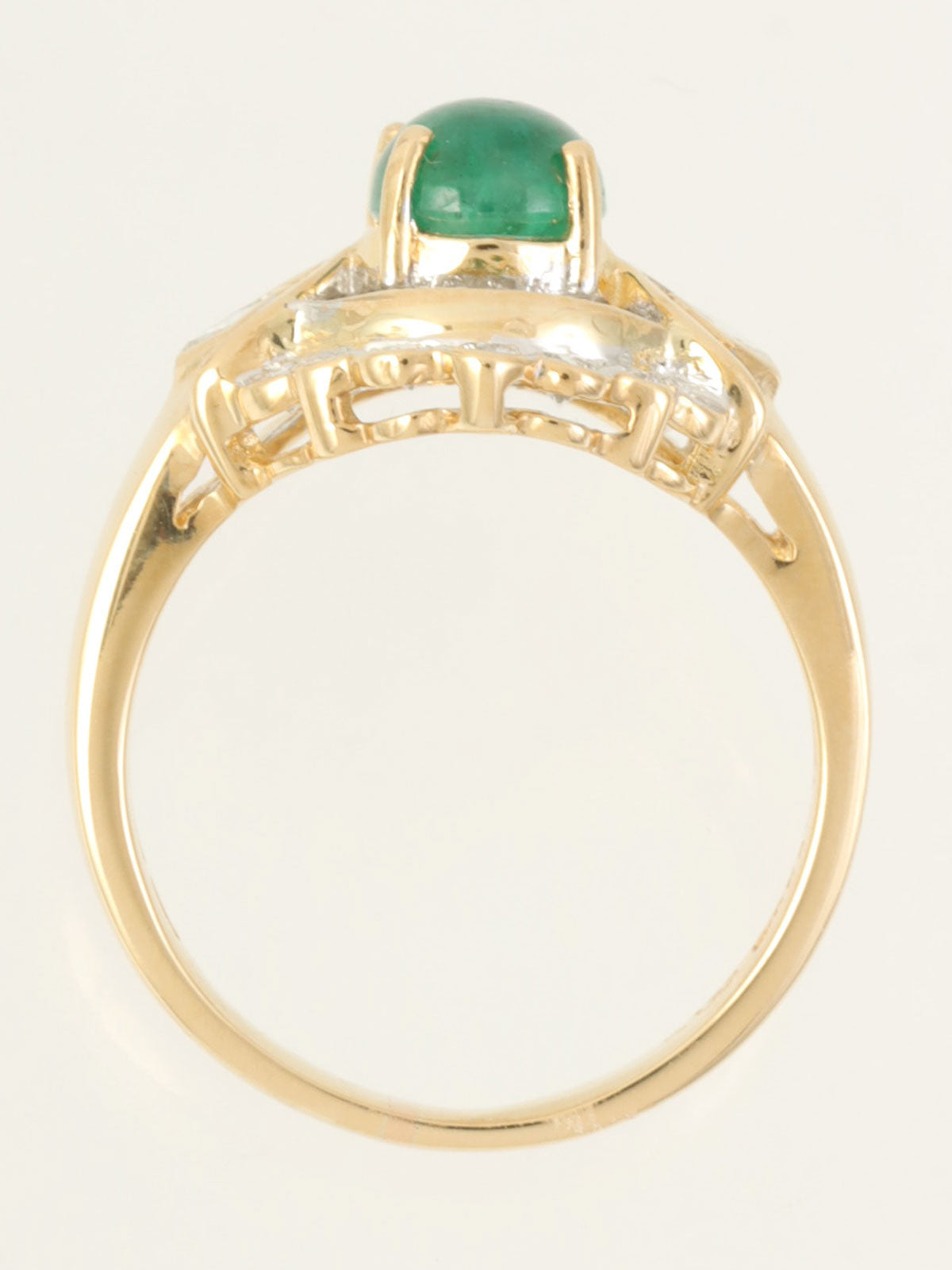18Kエメラルドダイヤモンドデザインリング ゴールド/グリーン