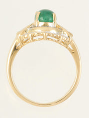 18Kエメラルドダイヤモンドデザインリング ゴールド/グリーン