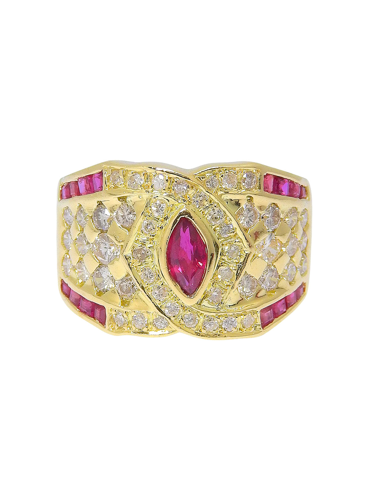 K18ダイヤモンドルビーリング ゴールド/レッド