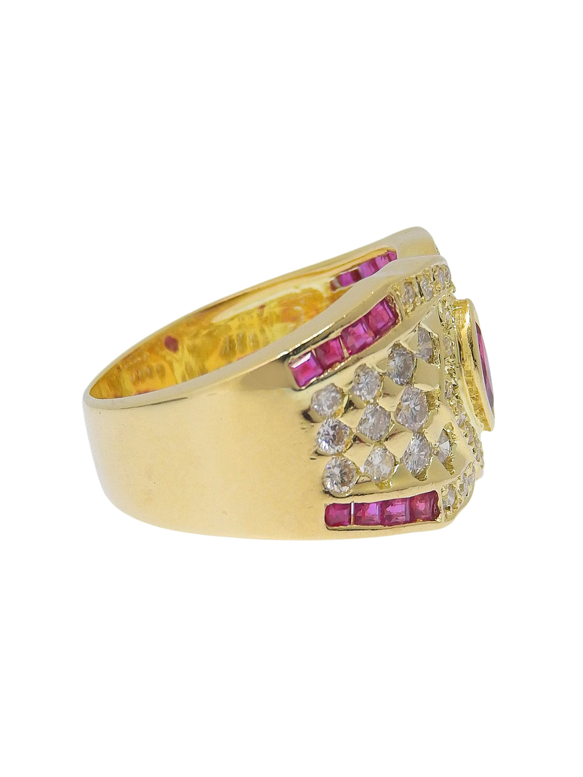 K18ダイヤモンドルビーリング ゴールド/レッド