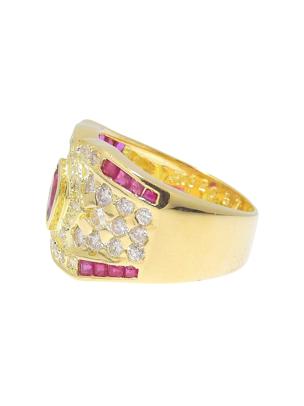 K18ダイヤモンドルビーリング ゴールド/レッド