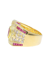 K18ダイヤモンドルビーリング ゴールド/レッド