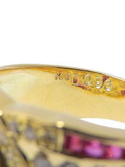 K18ダイヤモンドルビーリング ゴールド/レッド