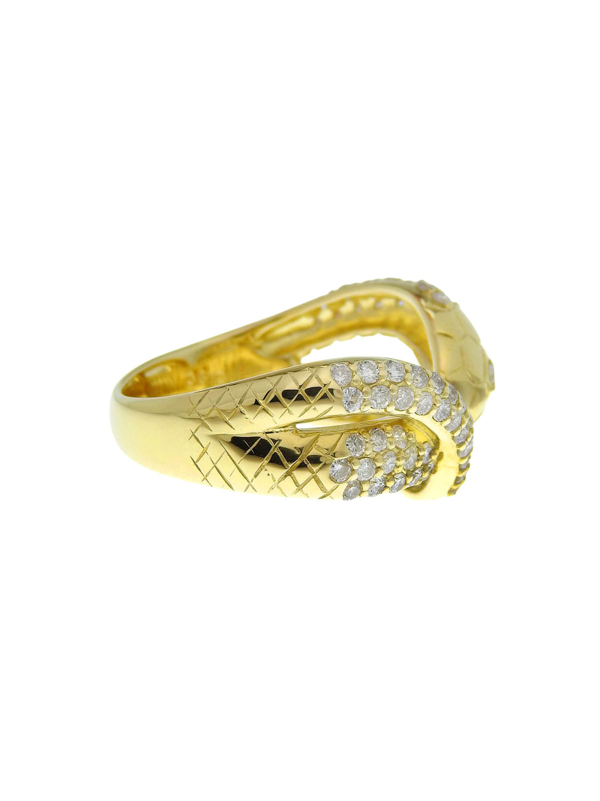 18K Gold Diamond Snake Motif Ring