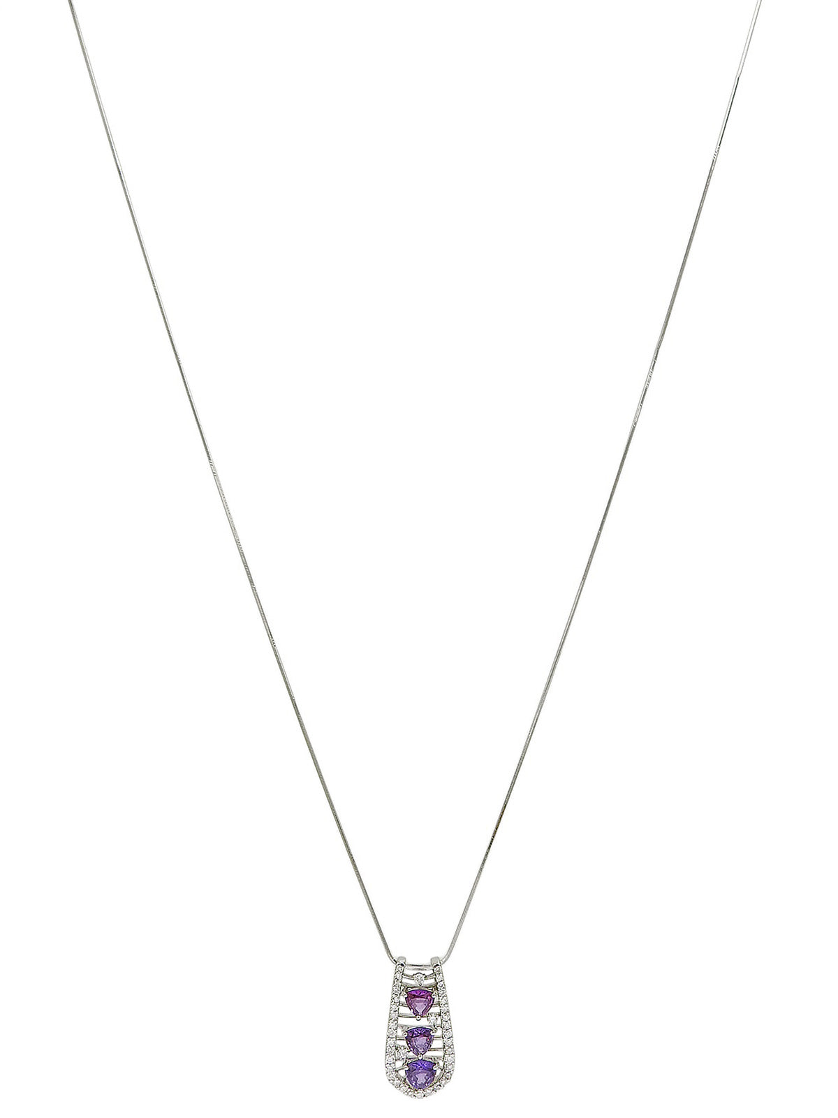 Platinum Sapphire Design Necklace in Silver/Purple