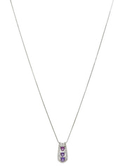 Platinum Sapphire Design Necklace in Silver/Purple