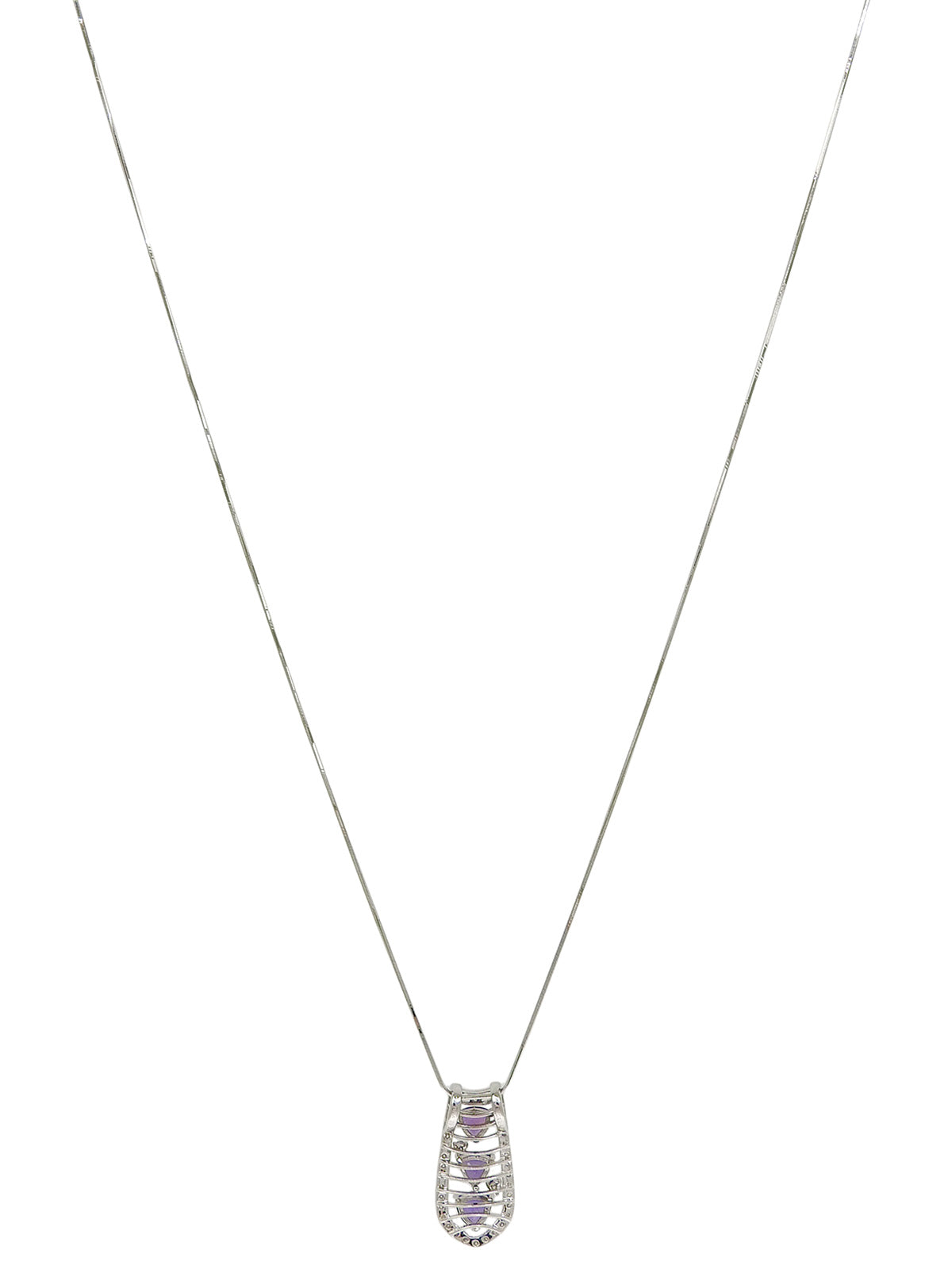 プラチナサファイアデザインネックレス シルバー/パープル
