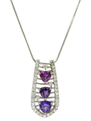 Platinum Sapphire Design Necklace in Silver/Purple