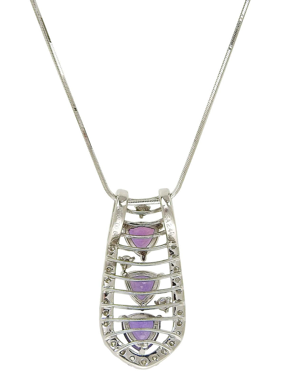 プラチナサファイアデザインネックレス シルバー/パープル