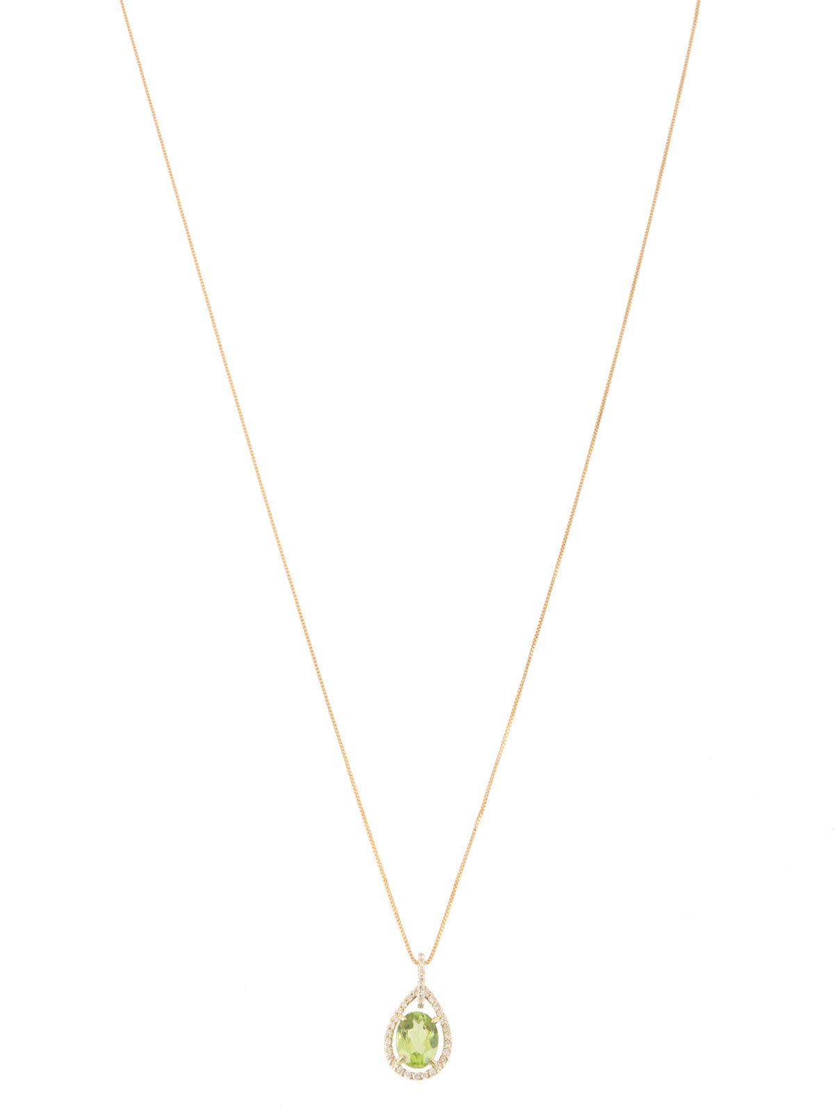 18K Platinum Diamond Teardrop Necklace in Gold/Green