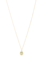 18K Platinum Diamond Teardrop Necklace in Gold/Green