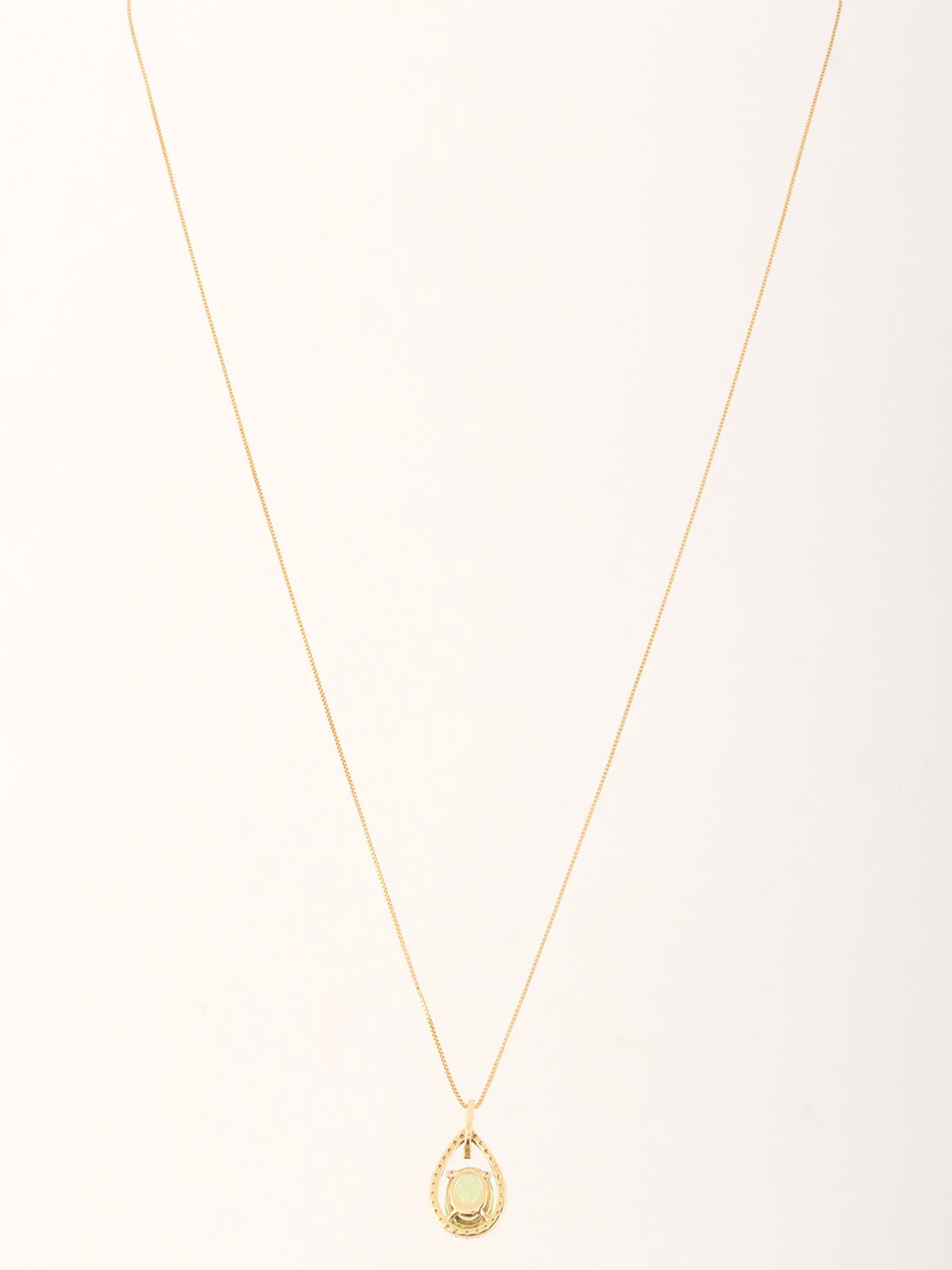 18K Platinum Diamond Teardrop Necklace in Gold/Green