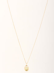 18K Platinum Diamond Teardrop Necklace in Gold/Green