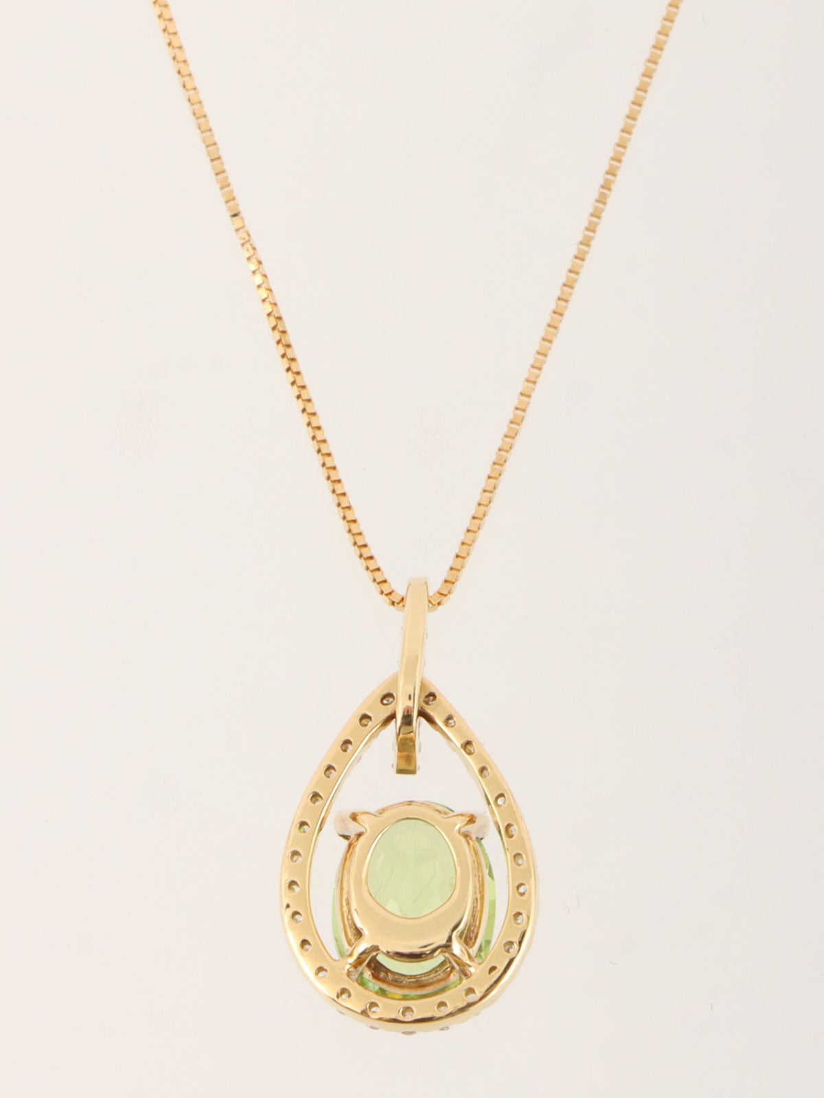 18K Platinum Diamond Teardrop Necklace in Gold/Green