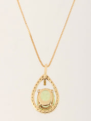 18K Platinum Diamond Teardrop Necklace in Gold/Green