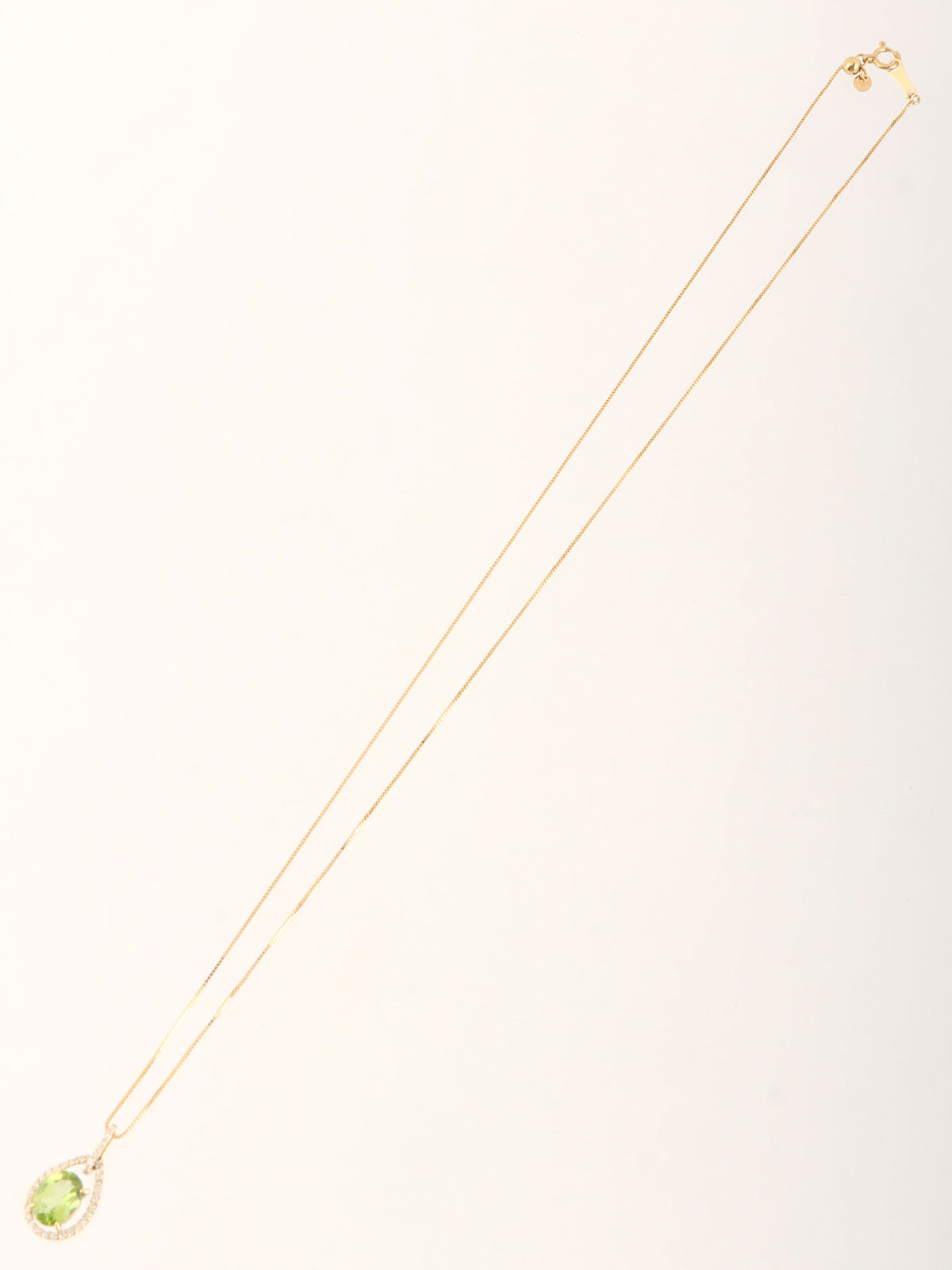 18Kプラチナダイヤモンドティアドロップネックレス ゴールド/グリーン