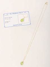 18K Platinum Diamond Teardrop Necklace in Gold/Green