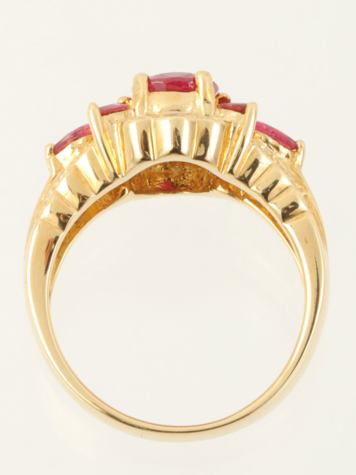 18Kルビーダイヤモンドデザインリング　ゴールド/レッド