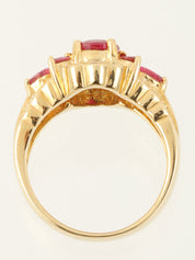 18Kルビーダイヤモンドデザインリング　ゴールド/レッド