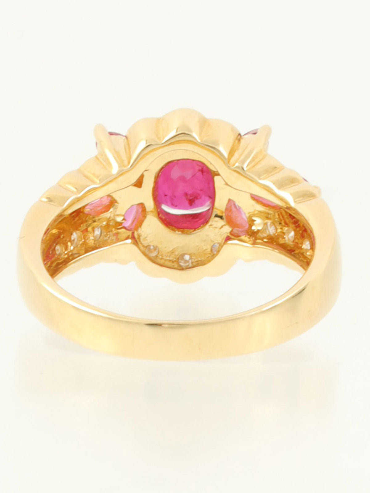 18Kルビーダイヤモンドデザインリング　ゴールド/レッド