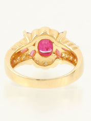 18Kルビーダイヤモンドデザインリング　ゴールド/レッド