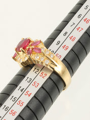 18Kルビーダイヤモンドデザインリング　ゴールド/レッド