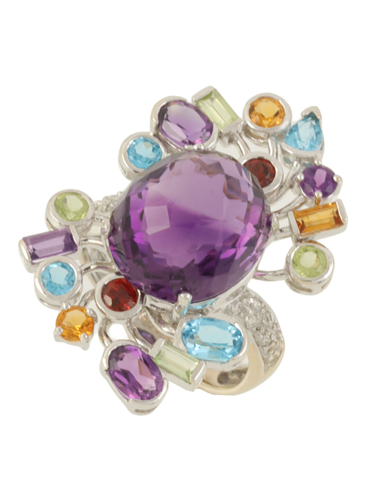 18K Amethyst and Diamond Ring, Purple/Multi