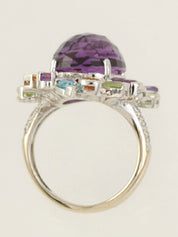 18K Amethyst and Diamond Ring, Purple/Multi