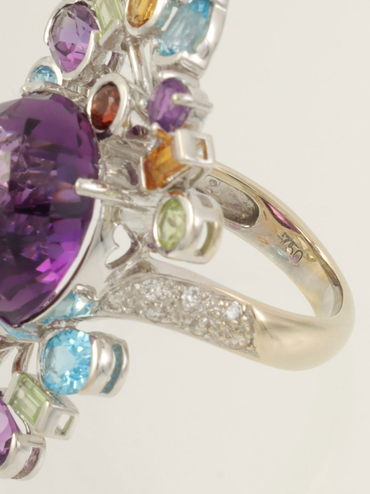 18K Amethyst and Diamond Ring, Purple/Multi