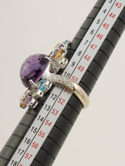 18K Amethyst and Diamond Ring, Purple/Multi