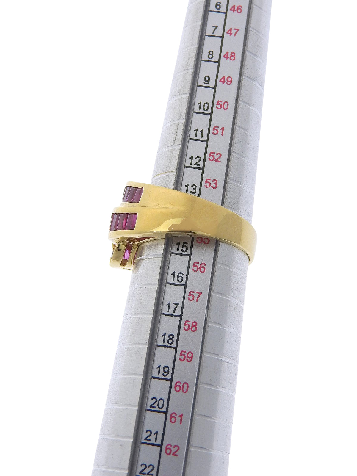 18K Gold/Pink Ruby and Diamond Design Ring