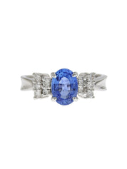 Platinum Diamond Ring Silver/Blue