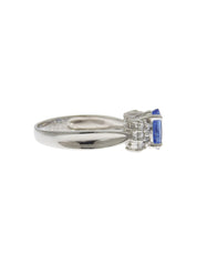 Platinum Diamond Ring Silver/Blue